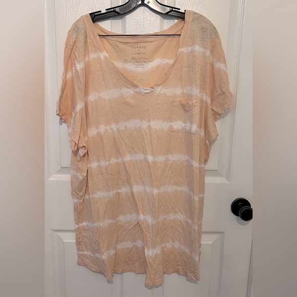 TORRID Women’s Orange & White Tie Dye Scoop Neck Short Sleeve T-Shirt Dress - Picture 1 of 5